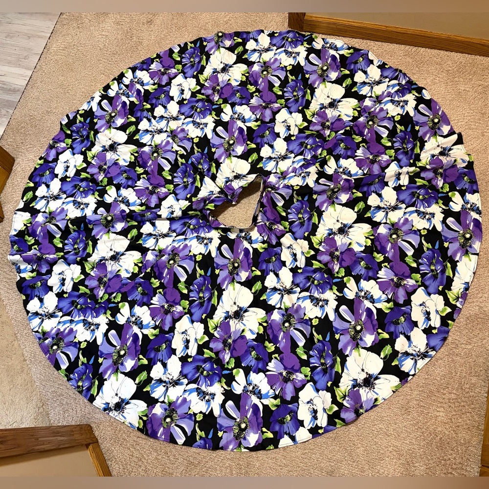 Vivien of Holloway 1950s Purple Floral FULL Circle Skirt XS 24 Waist